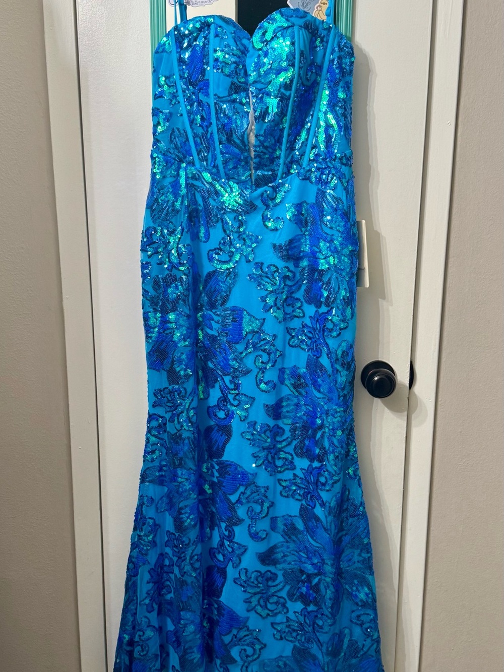 Stacees’ Teal Sequin Mermaid Prom Dress